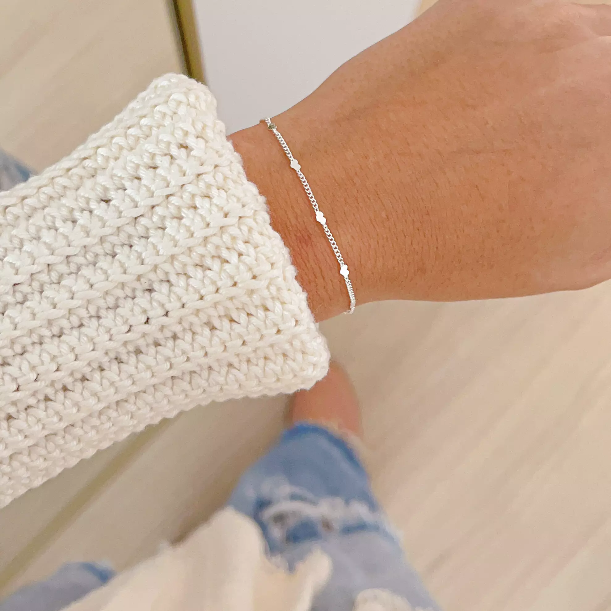 Pulseira Mini Corações – Banhado a Prata (cód. 39-E)